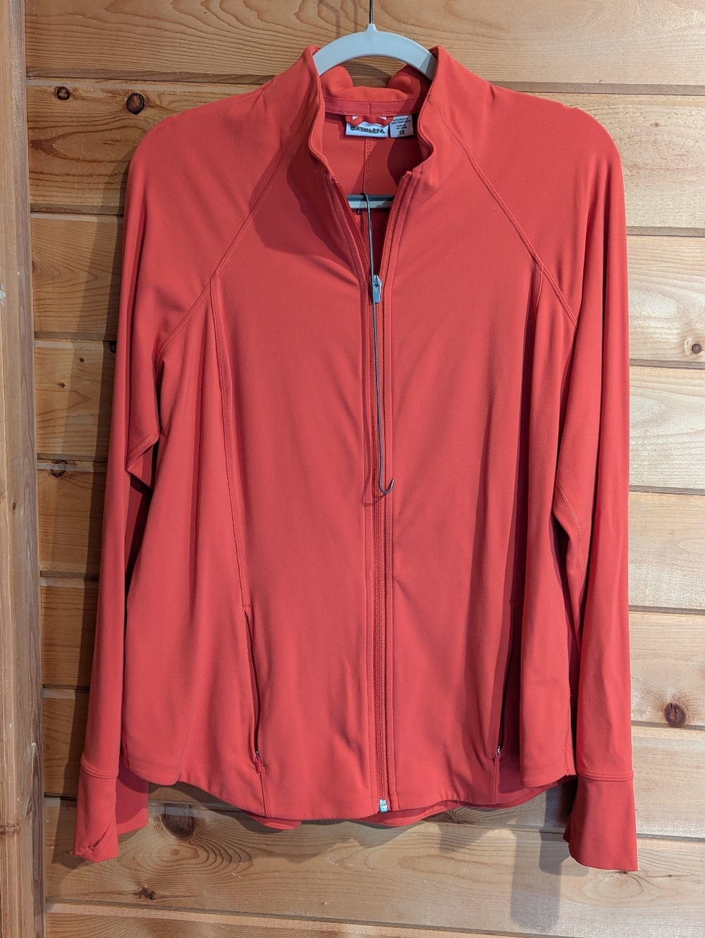 Athleta Full Zip Performance Jacket Soft Stretch Orange Sz 1X